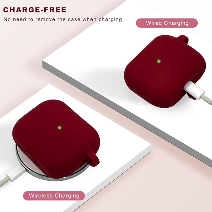 Compatible with AirPods Pro 3 Case Cover 2025 with Bling Keychain Cleaner Kit Silicone Case for AirPods Pro 3rd Generation Wireless Earbuds (Burgundy)