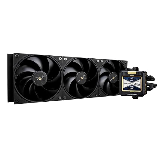 Thermalright FW360 Black CPU Water Cooler with 3 PWM Fans with 2000RPM,IPS LCD Screen with 320*240 Resolution,Liquid CPU Cooler with 2.4in LCD Display,CPU PC Aio Cooler for AM4/AM5/Intel LGA1851/1700