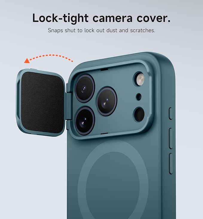 SURITCH for iPhone 17 Pro Case with Camera Control Cover, Camera Cover and Adjustable Kickstand, Compatible with MagSafe, Shockproof Bumper Protective Cases 6.3 Inch, Lake Green