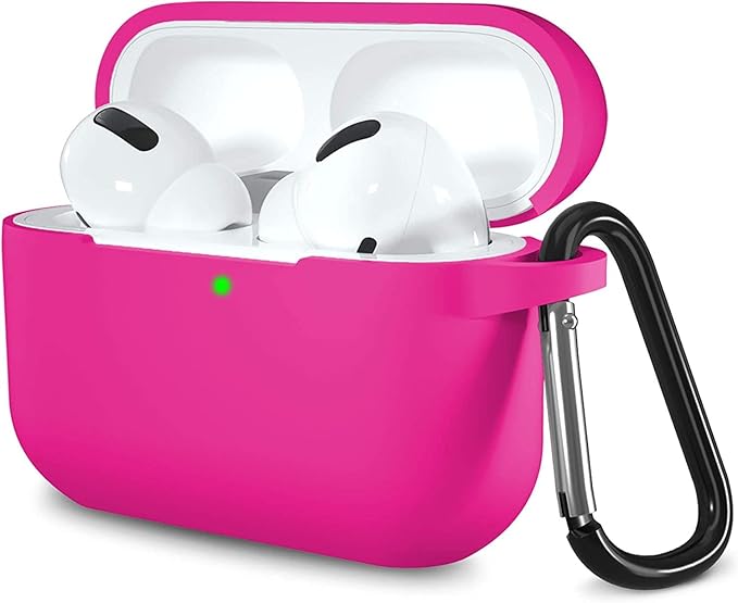 Lerobo Compatible with Airpods Pro 2 Case, Shockproof Washable Silicone Protective Cover Case Compatible with Apple Airpods Pro, Front LED Visible Supports Wireless Charging with Carabiner, Rose Pink