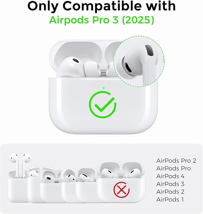 AhaStyle Clear Airpods Pro 3 Case Cover 2025 [Anti-Yellowing] Soft TPU Protective Skin for Apple AirPods Pro 3rd Generation Case with Cleaner Kit Support USB-C Charging Case and Wireless Charging
