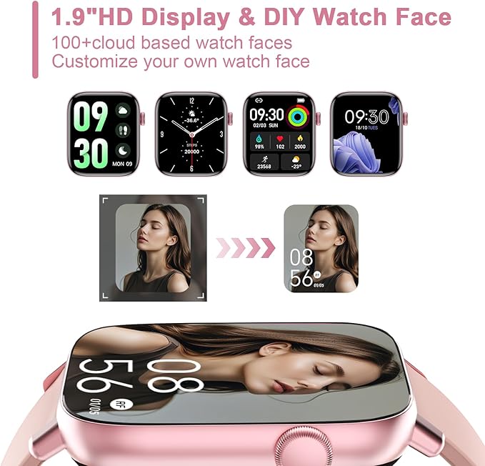 Smart Fitness Tracker Watch with Heart Rate Monitor, Activity Tracker with Pedometer, Sleep Monitor, Calories & Step Counter, Waterproof Smart Watch for Women Men Fitness Watch for Sports (Pink)