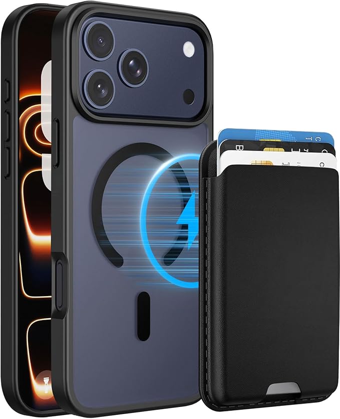 Magnetic for iPhone 17 Pro Max Case with Detachable Wallet, Compatible with MagSafe, Credit Card Holder with Slim Shockproof Protective Phone Cover, Black