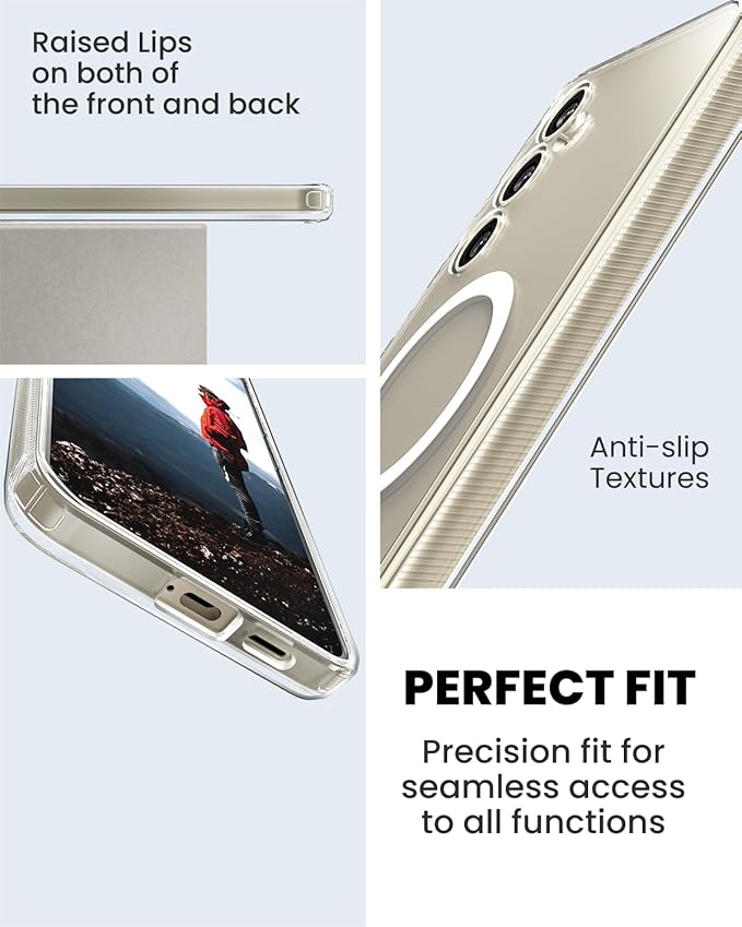 CaseBorne Slim Series Compatible with Samsung Galaxy S24 Case - [3-in-1 Combo] [Ultra Clear Hybrid Magnetic Cover] with Tempered Glass Screen Protector