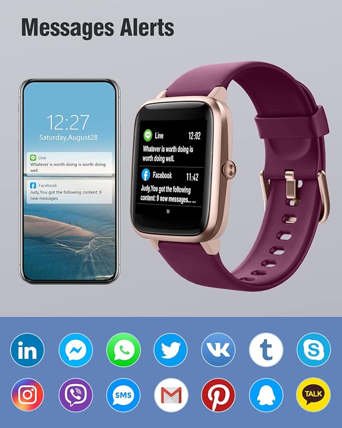 Fitness Tracker Fitness Watches for Women Men (Make/Answer Calls), 1.85" Smart Watch for iPhone/Android Phones, Heart Rate/Sleep Monitor Steps Tracker Watch Pedometer IP68 Waterproof