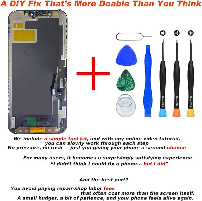 DIGI4U LCD for iPhone 12/12 Pro Screen Replacement, 6.1''[3D Touch][Small Notch] Screen for iPhone 12/12 Pro Display Digitizer Assembly, with Repair Tools for iPhone 12/12 Pro LCD