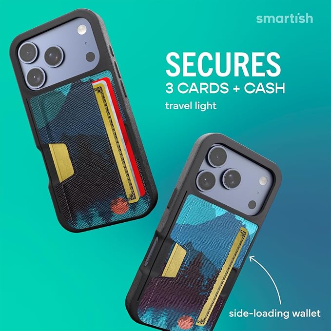 Smartish® iPhone 17 Pro Wallet Case - Wallet Slayer Vol. 2 [Slim + Protective] Credit Card Holder w/Kickstand - Drop Tested Hidden Card Slot Cover for Apple iPhone 17 Pro - Moving Mountains