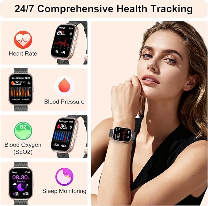 Smart Watches for Women Men, 1.75" HD Screen Smartwatch Answer/Make Call for Android iOS, Fitness Activity Tracker with Heart Rate SpO2 Sleep Monitor, 120+ Sports Modes, IP68 Waterproof (Gold Black)