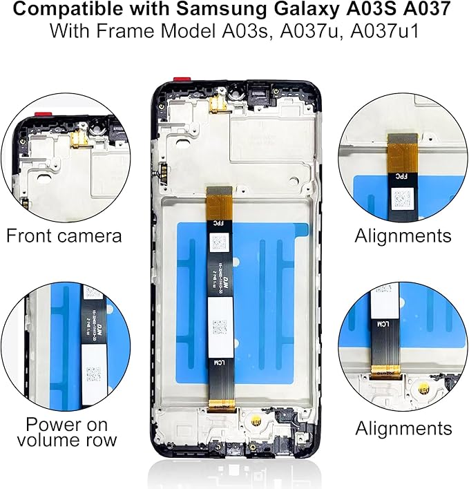 EFAITHFIX for Samsung Galaxy A03S A037U US Version Screen Replacement with Frame 6.5 Inch LCD Display Digitizer for Samsung A03S A037U A037U1 Screen Replacement Touch Screen Assembly with Repair Tools