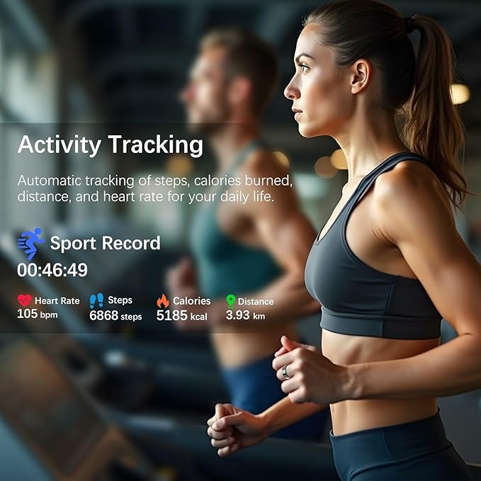 Ring Health Tracker for Women Men, Fit Ring with Heart Rate, Blood Oxygen, Sleep Monitor, Calories, Step Counter, IP68 Waterproof Smart Ring for iPhone & Android, No Subscription Fee (Black, 9#)