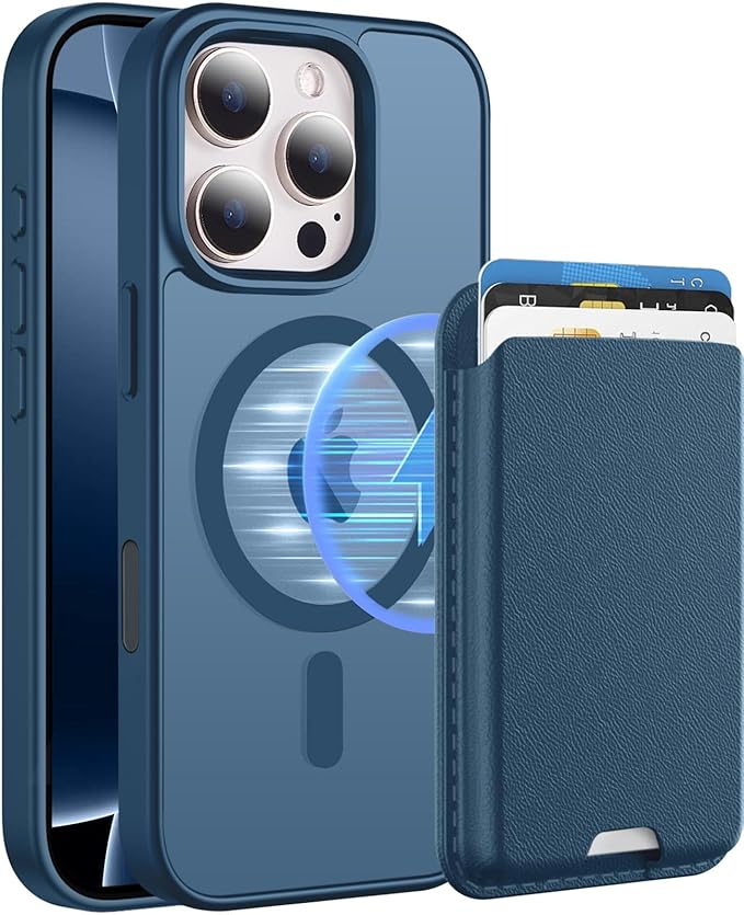 Magnetic for iPhone 16 Pro Max Case with Detachable Wallet, Compatible with MagSafe, Credit Card Holder with Slim Shockproof Protective Phone Cover, Deep Blue