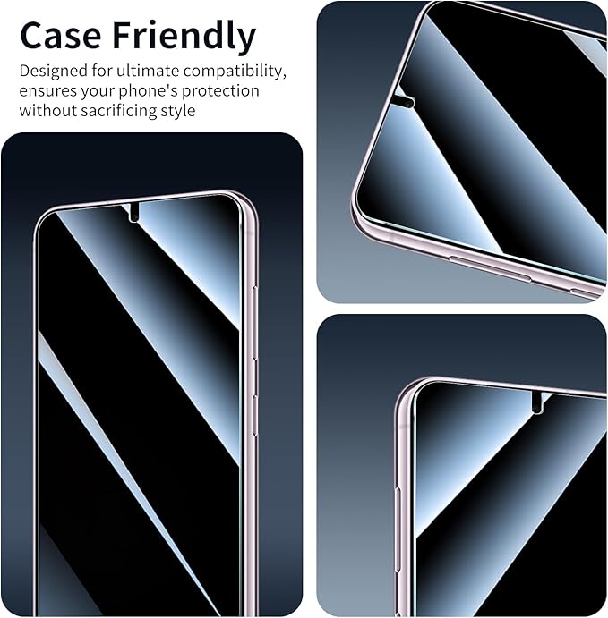 3*Privacy Screen Protector for Samsung Galaxy S22/S23 with a Installation Alignment Aid, Anti-Spy Tempered Glass Film, Dark Private Black Protection, [Shatterproof][ Shockproof]