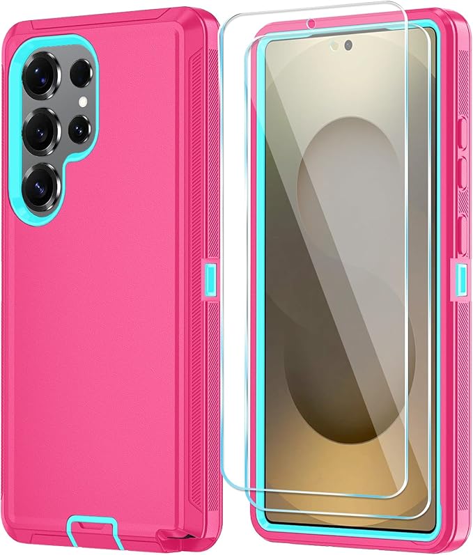 ONOLA Phone Case for Samsung Galaxy S25 Ultra Case with HD Screen Protector, Heavy Duty Shockproof & Dropproof 3-Layer Cover Phone Case for Galaxy S25 Ultra 6.9''，PinkSkyBlue