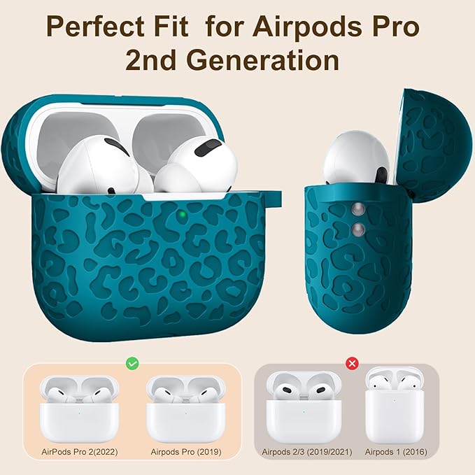 Fashion Engraving Leopard Case Compatible for Airpods Pro 2 Case Cover 2022/Airpod Pro Case Cover,Soft Silicone for Airpods Pro 2nd Generation Case,Front LED Visible