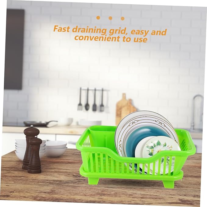 Multifunction Plastic Tableware Holder with Side Drainage Water Draining Cutlery Rack for Kitchen Sink Medium-Sized Bowl and Bottle Organizer Rack Easy to Clean and Use