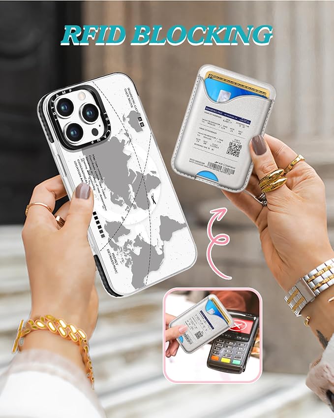 Toycamp for iPhone 16 Pro Max Case - Compatible with Magsafe Credit Card Holder Wallet Magnetic Cute Women Teen Girls Kawaii Girly Unique Black Design Phone Cover for Apple 16 Promax 6.7"