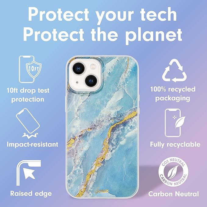 Sonix Case for iPhone 15 Plus, iPhone 14 Plus | Compatible with MagSafe | 10ft Drop Tested | Ice Blue Marble