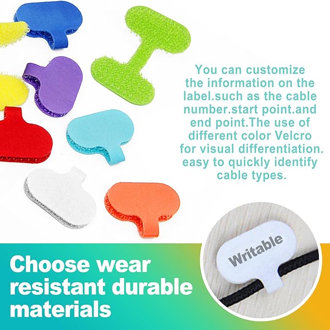 40 PCS Multi-Color Cable Labels, Reusable Write-On Cord Tags for Wire Management & Identification, Waterproof Charger Cord Organizer for Electronics, Home, Office - Assorted Colors