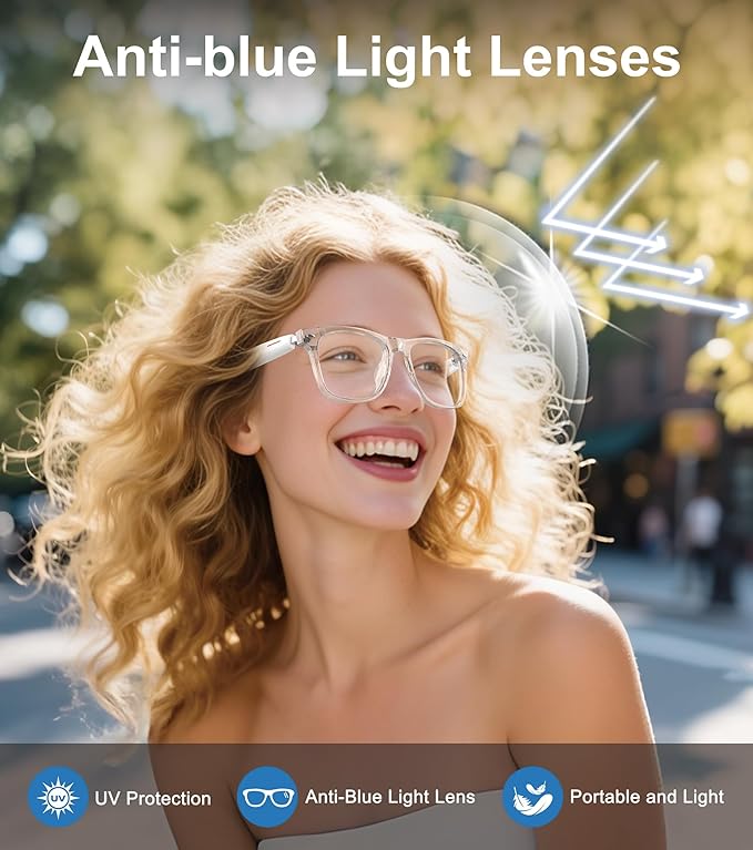 AI Smart Glasses, Multifunctional Bluetooth Sunglasses for Men & Women, 116 Languages & Accents Translator Device, Blue Light Filter & Polarized UV Protection Lenses Translation Glasses, Pink