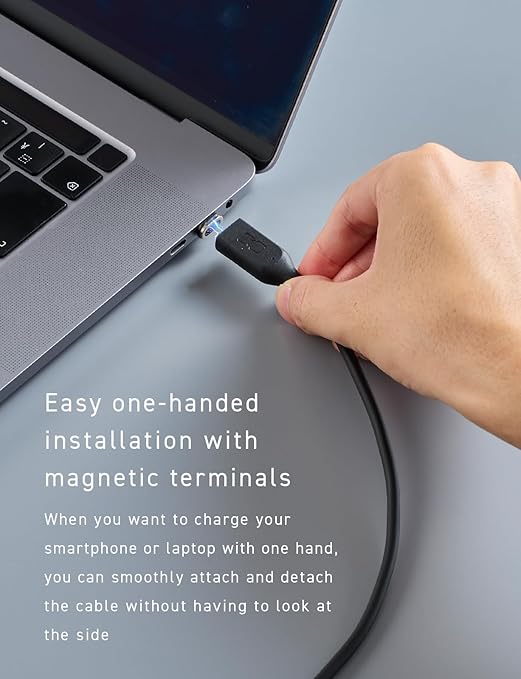 CIO Magnetic Silicone Cable, 100 W, USB, Type-C Magnet, Removal, Waterproof Standard, IPX5 Compatible, iPhone 15, Type C Cable (Black, 6.6 ft (2 m)