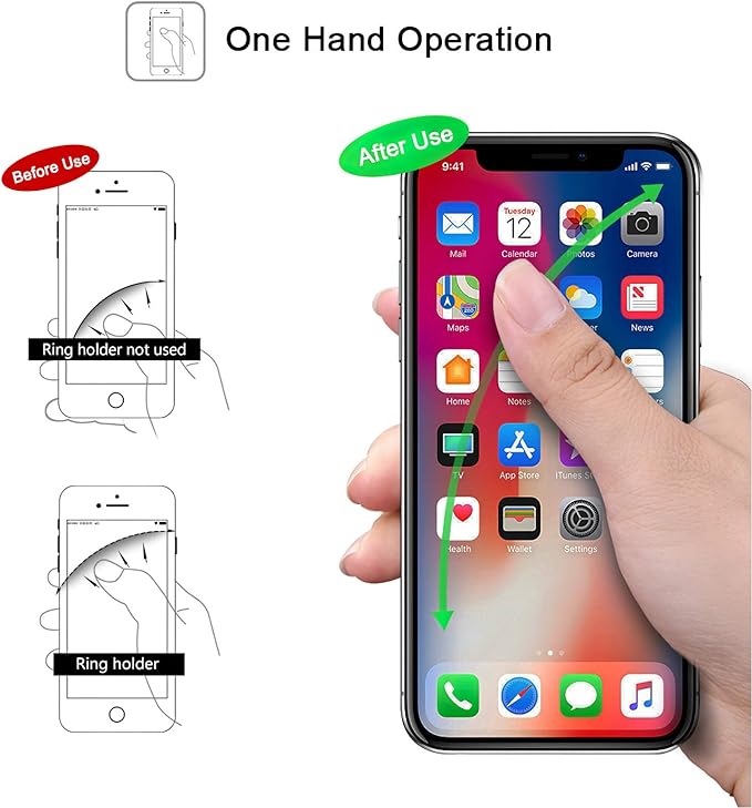 Bat Phone Ring Stand Holder - OATSBASF Cell Phone Ring Holder Finger Grip 360 Degree Rotation Compatible with iPhone 17/16/15/14/13 Pro Max and Other Smartphones（Black+Gold）