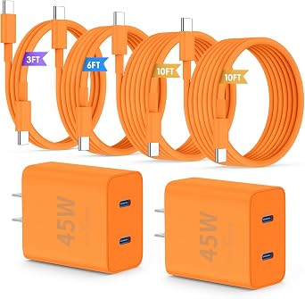 QZIIW iPhone 17 16 18 Pro Max Fast Charger,45W Dual Port USB C Fast Charger