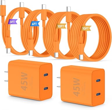 QZIIW iPhone 17 16 18 Pro Max Fast Charger,45W Dual Port USB C Fast Charger