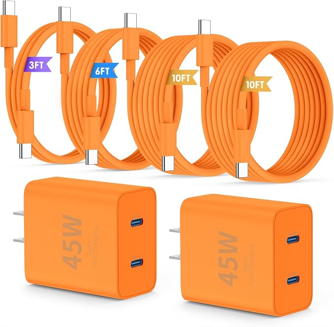 QZIIW iPhone 17 16 18 Pro Max Fast Charger,45W Dual Port USB C Fast Charger