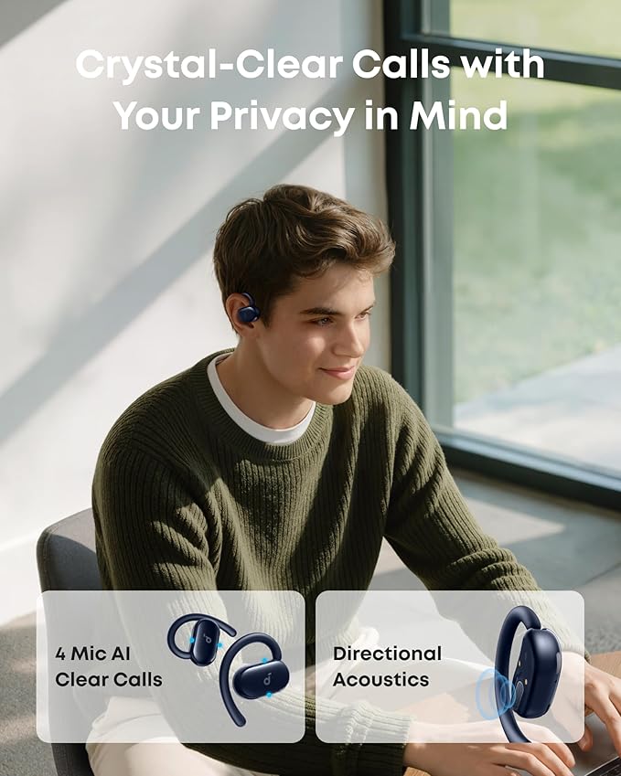 Soundcore V20i by Anker Open-Ear Headphones, Adjustable Ear Hooks, Ultra-Comfort, Snug Fit, Powerful Sound, Clear Calls, IP55, 36H Playtime, Bluetooth 5.4 Wireless Earbuds, Multipoint Connection