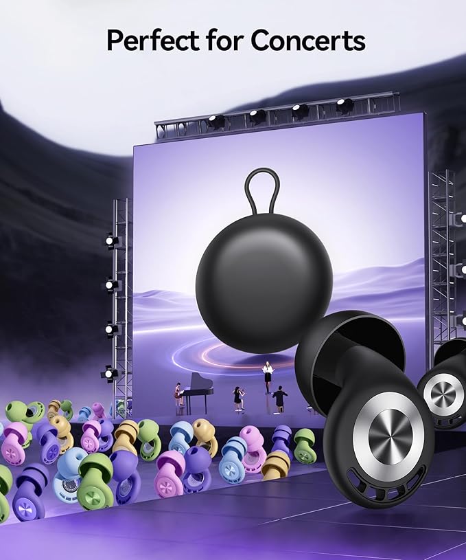 Ear Plugs for Sleeping 50dB Earplugs Noise Cancelling Ear Plugs for Noise Reduction Concerts Soft Reusable Silicone Earplugs for Snoring Side Sleepers Shooting Airplanes with 7 Eartips Case LightBlack