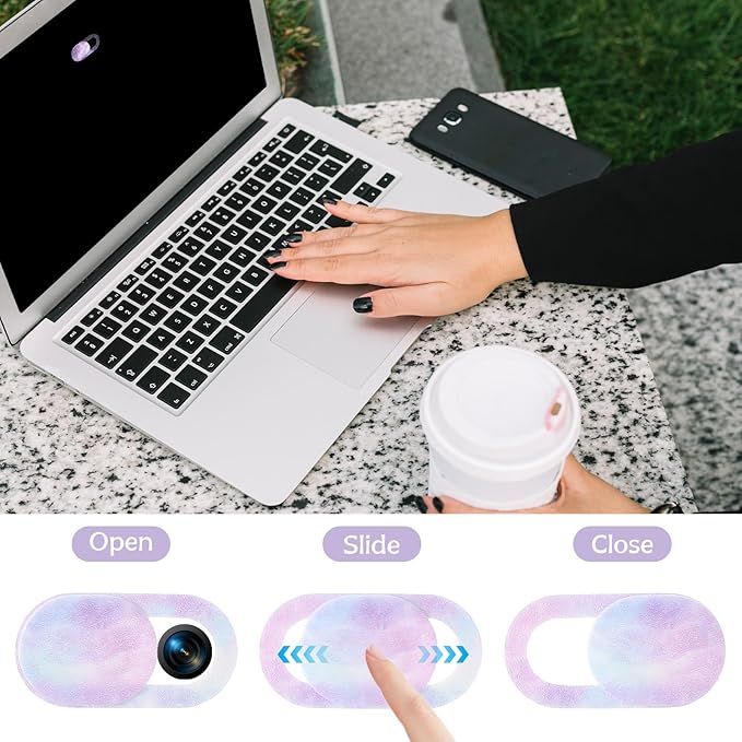 8PCS Laptop Camera Cover Slide, Starry Sky Webcam Cover Slide Phone Camera Cover, Ultra-Thin Computer Camera Cover Slide Blocker Slider Privacy Cover for Laptop Desktop PC Tablet(Starry Sky)