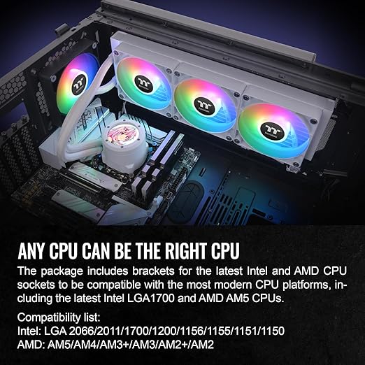Thermaltake TH360 V2 Ultra ARGB Sync/AlO Liquid Cooler/ARGB Fan 120 * 3/PWM 500~1500rpm/Water Block 2.1" LCD/White, CL-W405-PL12SW-A