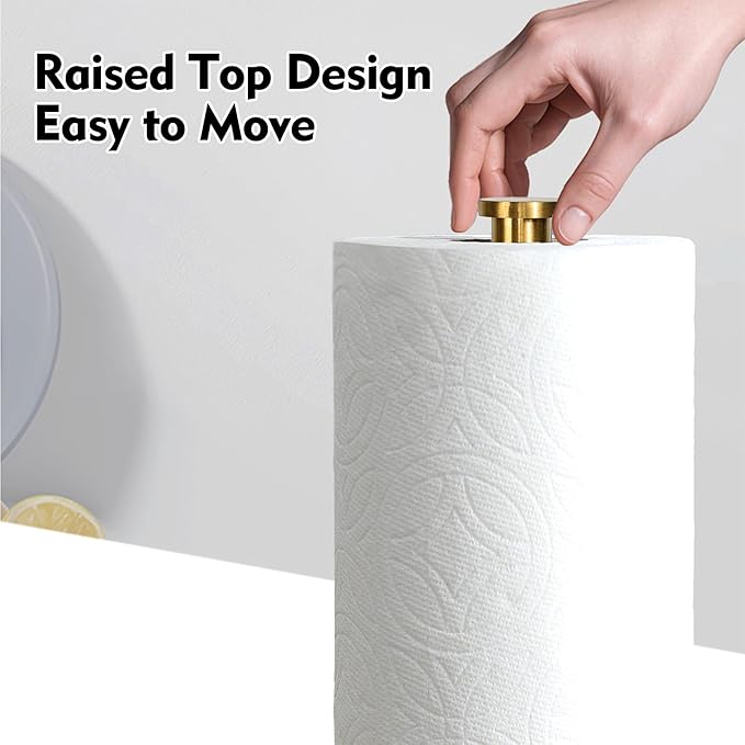 YIGII Marble Base Paper Towel Holder Countertop, Standing Paper Towel Holder with 15-Minute Magnetic Sand Timer, Papertowel Rack for Standard or Jumbo-Sized Roll Paper