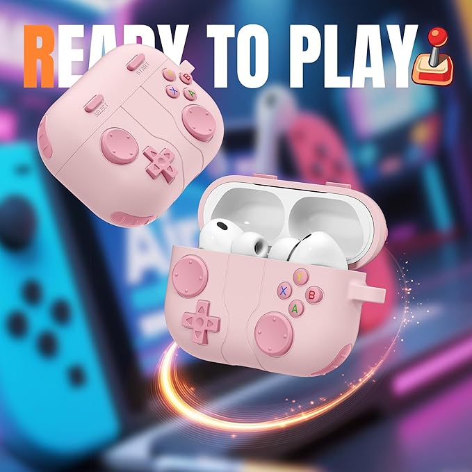 Game Case for AirPods Pro 3 Case 2025, Shockproof Silicone Cover for Apple AirPods Pro 3, Skin-Friendly, Anti-Fingerprint, with Cleaner Kit & Keychain – Durable Case for Women Men – Pink