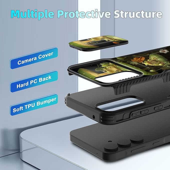 for Galaxy A35 5G Case Built in Slide Camera Lens Cover,Heavy Duty Shockproof Protection Dual Layer Case for Samsung Galaxy A35 5G 6.6 inch 2024,Cute Frog Mushroom