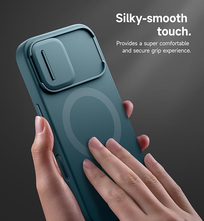 SURITCH for iPhone 17 Case with Camera Control Cover, Camera Slide Cover and Adjustable Kickstand, Compatible with MagSafe, Shockproof Bumper Protective Cases 6.3 Inch, Lake Green