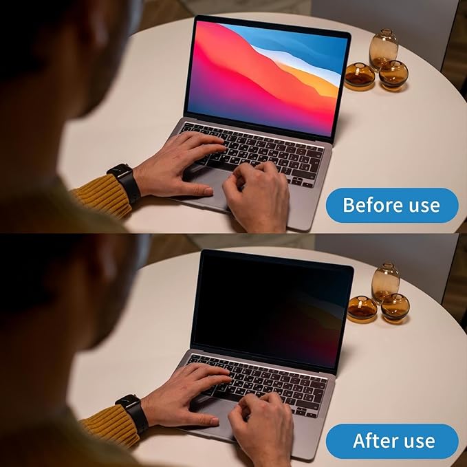 Flip 180° Privacy Screen Filter for MacBook Air 13.6 Inch (2022-2024, M2, M3) Model: A2681 A3113, Matte Anti Glare Blue Light Protector Private Security Filter for 13.6In Mac Laptop