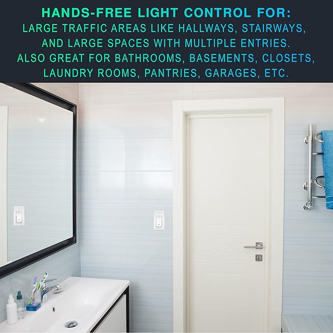 2 Pack, 3-Way Motion Sensor Light Switch (Not Single Pole), Neutral Wire Required, Indoor in-Wall Occupancy Sensor with Wall Plate, Adjustable Timer, Title 24, UL Certified, White