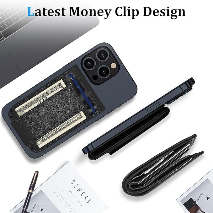 for MagSafe Wallet, Magnetic Phone Wallet with Adjustable Stand & Money Clip, Detachable Magnetic Wallet for iPhone 16/15/14/13/12 Pro Max Plus, 10+ Cards Holder
