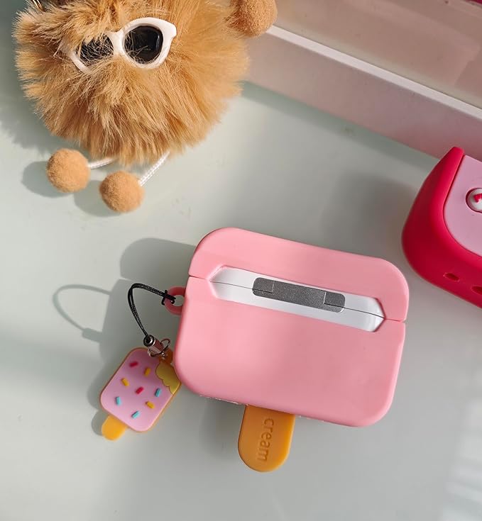 Compatible with Airpods Pro 2nd Generation Case 2022, Cute AirPods Pro 2 Case Cartoon, Kawaii Soft Silicone Protective Cover for Apple New Airpods Pro2 for Men Women (Ice Cream)