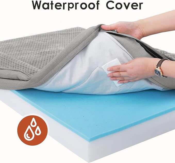 Orthopedic Dog Beds Large Sized Dog, 36x27x6 Inches Memory Foam Pet Bed for Medium and Large Dogs, Washable Removable Cover, Nonskid Bottom, Waterproof, Light Grey