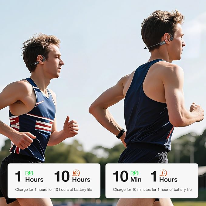 Bone Conduction Headphones, Bluetooth 6.0 Wireless Open Ear Headphones with Mic, IP56 Waterproof Running Headphones, 10-Hour Playtime for Cycling, Hiking, Running and Workout