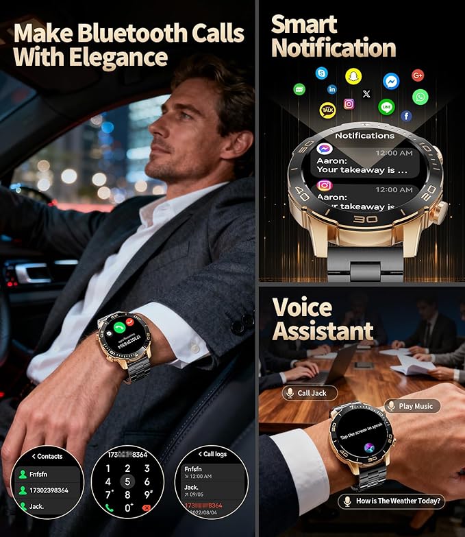 Military Smart Watch for Men(Answer/Calls),1.43''AMOLED Screen,500mAh 5ATM Waterproof,170 Sports Modes, Fitness Tracker Watch with Heart Rate/Sleep Tracking/Blood Pressure for Android/iOS,Smartwatch
