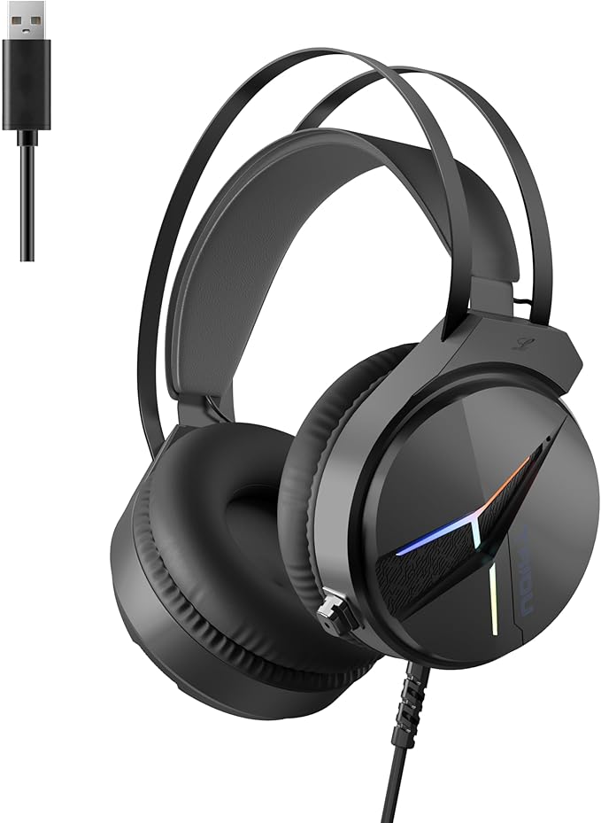 E-Gaming Level Headphone and Headset for PS5, PC and Laptop, 7.1 Surround Sound, Dual EQ & Noise Cancel, Lightweight, Low Latency, Over Ear Headphone (USB Type-A) THS309 Black