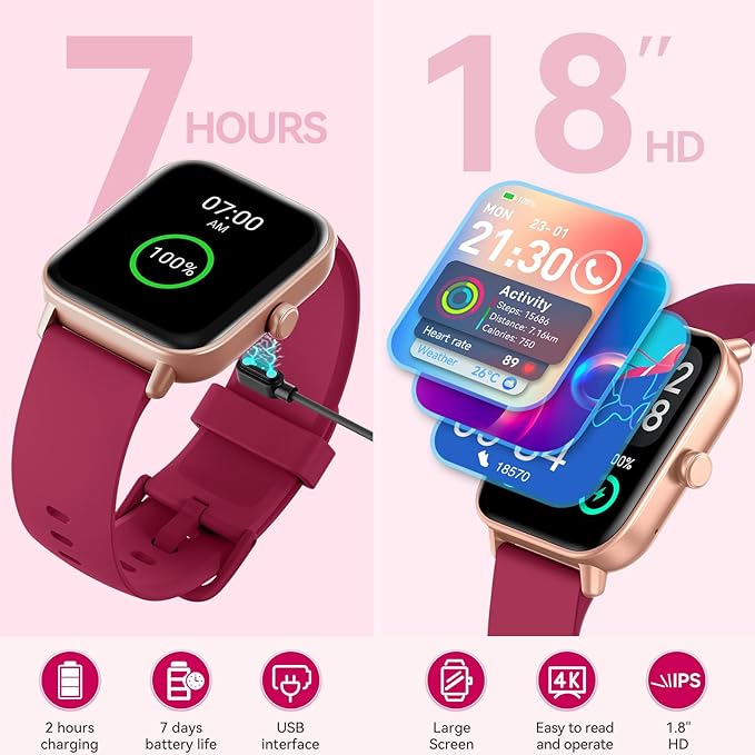 aeac Smart Watch for Women, Alexa Built-in, Stable Bluetooth Call, Fitness Tracker with Heart Rate/SpO2/Stress/Sleep Monitor, Smartwatches 120+ Sports, IP68 Waterproof Smartwatches for iOS Android
