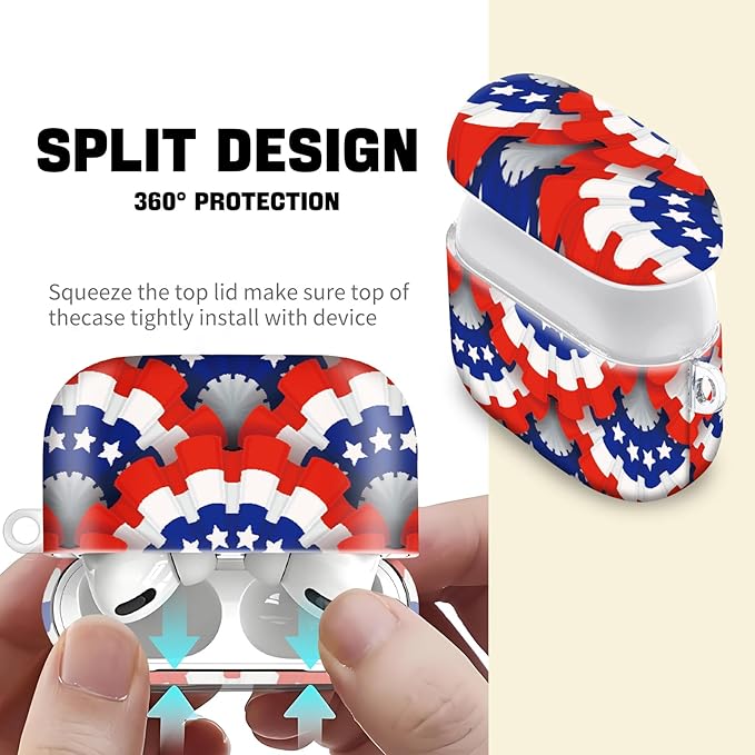 Compatible with AirPod Pro 2nd//1st Generation Case Cover with Key Chain,Full Protective Shockproof Wireless Headphone Case for Airpod Pro 2023/2022/2019（Red and Blue）