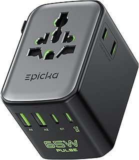 Epicka Pulse Duo 65W Universal Travel Adapter PD/QC 3.0, 2AC/2USB-C/2USB-A - Image 1