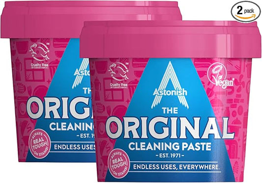Astonish The Original Cleaning Paste 500g Mandarin Peaches Scent, 2 Pack - Multi Surface Stain Remover, Grease Buster, Tough Kitchen Cleaner, Chemical-Free Household Scrub, Bathroom Essential