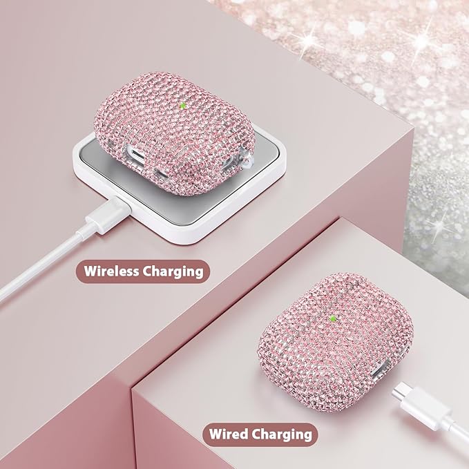 Case for Apple Airpods Pro 3 Case Cover 2025, VISOOM Bling Jewerly Airpods iPods Pro3 Cases Cute Glitter Diamond Airpod iPod Pro3 Cases Rhinestone AirPods iPods Pro 3rd Gen Cas with Keychain for Women