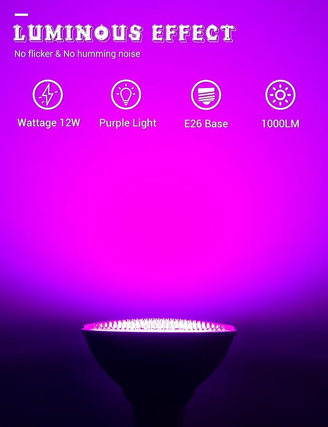 JandCase Orange and Purple Halloween Light Bulbs Outdoor, LED PAR30 Flood Lights 12W(100W Equivalent), E26 Colored Light Bulbs for Porch Lighting, Party Decor, Courtyard, Not-Dimmable, 2 Pack